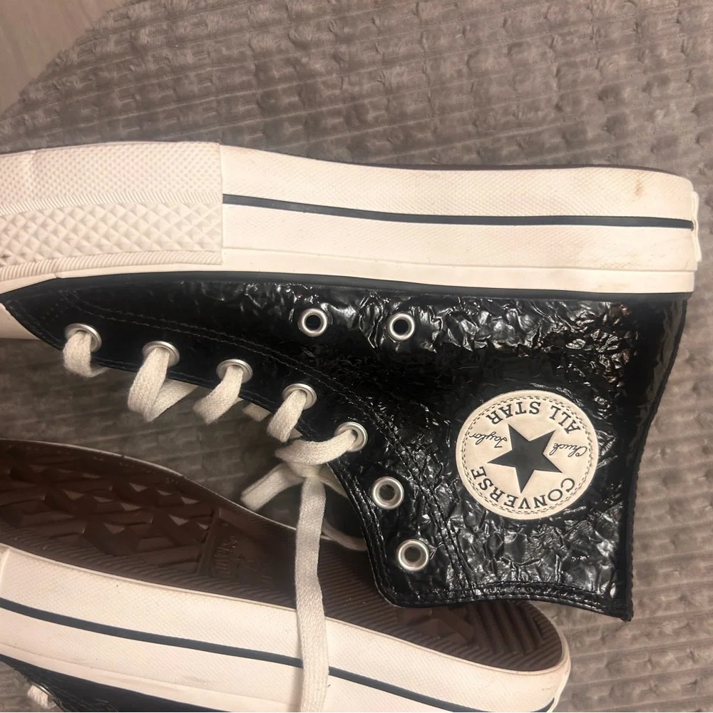 All Star Convers High Top Sneaker in Black with Egret Accents
